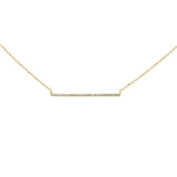 <span>DIAMOND CLOSEOUT! </span>.06ct 14k Yellow Gold Diamond Bar Line Pendant Necklace 16" + 1" Ext