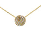 .13ct 14KT Yellow Gold Diamond Pave Disc Solitaire Pendant Necklace 18"