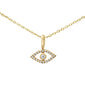 .05ct 14KT Yellow Gold Evil Eye Diamond Pendant Necklace 18"