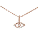.05ct 14KT Rose Gold Evil Eye Diamond Pendant Necklace 18"