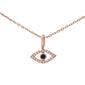 .05ct 14k Rose Gold Evil Eye Blue Sapphire & Diamond Pendant Necklace 18"