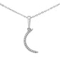 .03ct 14K White Gold Crescent Moon Diamond Pendant Necklace 18" Chain