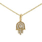 .05ct 14KT Yellow Gold Diamond Hand of Hamsa Pendant Necklace 18"
