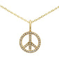 <span style="color:purple">SPECIAL!</span> .07ct 14KT Yellow Gold Diamond Peace Sign Pendant Necklace 18"
