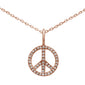 <span style="color:purple">SPECIAL!</span> .08ct 14K Rose Gold Diamond Peace Sign Pendant Necklace 16+2" Ext