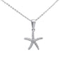 .17ct 14K White Gold Round Diamond Starfish Pendant Necklace 16"+ 2" Ext.