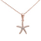 .17ct 14K Rose Gold Round Diamond Starfish Pendant Necklace 16"+ 2" Ext.
