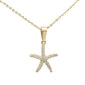 .11ct 14K Yellow Gold Diamond Starfish Pendant Necklace 18"