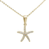 <span>DIAMOND CLOSEOUT! </span> .10ct 14K Yellow Gold Diamond Starfish Pendant Necklace 18"