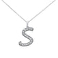.10ct F SI 14k White Gold Diamond "S" Initial Pendant Necklace 18"