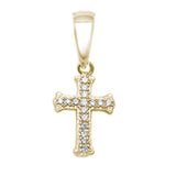 <span>DIAMOND  CLOSEOUT! </span>.09ct 10kt Yellow Gold Round Diamond Cross Charm Pendant