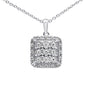 .15ct 10K White Gold Diamond Square Pendant Necklace 18"