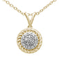 .12ct 10K Yellow Gold Diamond Round Pendant Necklace 18"