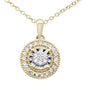 .25ct 10K Yellow Gold Diamond Round Halo Pendant Necklace 18"