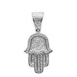 <span style="color:purple">SPECIAL!</span> .28ct G SI 10K White Gold Hand of Hamsa Diamond Pendant