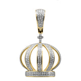 <span>DIAMOND CLOSEOUT! </span> .42ct G SI 10K Yellow Gold Diamond Micro Pave Men Cross Crown Iced Out Charm Pendant