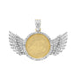 <span>DIAMOND  CLOSEOUT! </span> 3.11ct G SI 10K Yellow Gold Wings Diamond Circle Micro Pave Iced Out Picture Locket Pendant