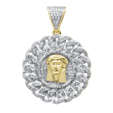 <span>DIAMOND CLOSEOUT! </span>.67ct G SI 10K Yellow Gold Micro Pave Jesus Head Medallion Charm Pendant
