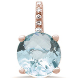 1.62ct F SI 14K Rose Gold Diamond & Aqua Gemstone Pendant