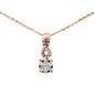 .20ct F SI 14K Rose Gold Round Diamond Drop Pendant Necklace 16" +2" Ext
