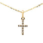 .05ct F SI 14K Yellow Gold Diamond Cross Pendant Necklace 16" +2" Ext