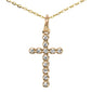 .10ct F SI 14K Yellow Gold Diamond Cross Pendant Necklace 16" +2" Ext