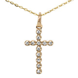 <span>DIAMOND CLOSEOUT! </span>.10ct F SI 14K Yellow Gold Diamond Cross Pendant Necklace 16" +2" Ext