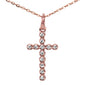 .10ct F SI 14K Rose Gold Diamond Cross Pendant Necklace 16" +2" Ext