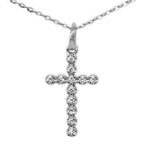 <span>DIAMOND CLOSEOUT! </span>.09ct F SI 14K White Gold Diamond Cross Pendant Necklace 16" +2" Ext