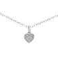 .05ct 14K White Gold Diamond Heart Pendant Necklace 18" Long