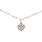 .06ct F SI  14K Rose Gold Diamond Heart Pendant 18" Necklace 18" Long