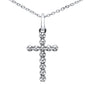 .09ct G SI 14K White Gold Diamond Cross Pendant Necklace 16+2" Ext.