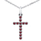 <span>GEMSTONE CLOSEOUT </span>! .11ct G SI 14K White Gold Natural Ruby Cross Pendant 16+2" Ext.