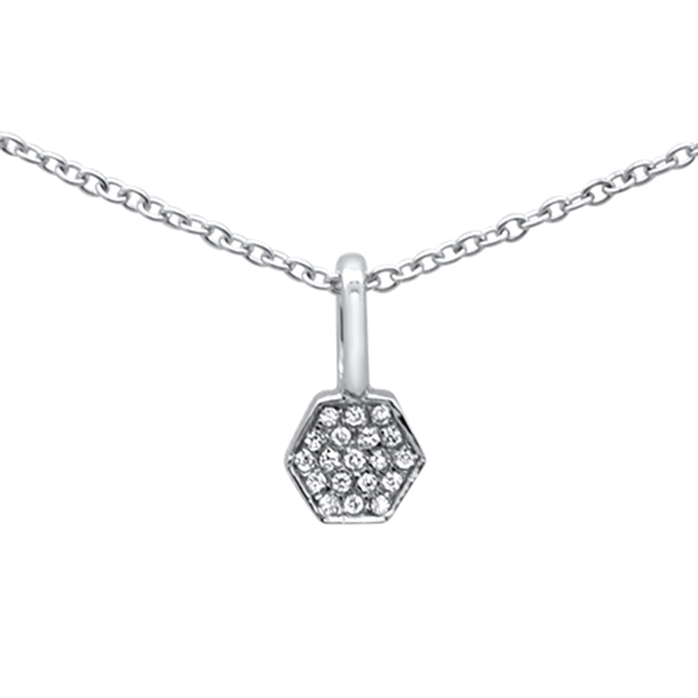 .03ct G SI 14K White Gold Diamond Geometric Shape Pendant Necklace 16+2" Ext.