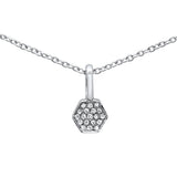 .03ct G SI 14K White Gold Diamond Geometric Shape Pendant Necklace 16+2" Ext.