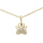 .04ct G SI 14K Yellow Gold Diamond Paw Print Pendant Necklace 16+2" Ext.