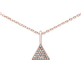 <span>DIAMOND CLOSEOUT! </span>.05ct G SI 14K Rose Gold Diamond Modern Triangle Pendant Necklace 16+2" Ext.