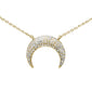 <span style="color:purple">SPECIAL!</span> .26ct G SI 14K Yellow Gold Diamond Trendy Half Moon Pendant Necklace 16+2" Ext.