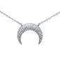<span style="color:purple">SPECIAL!</span> .26ct G SI 14K White Gold Diamond Trendy Half Moon Pendant Necklace 16+2" Ext.