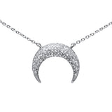 .26ct G SI 14K White Gold Diamond Trendy Half Moon Pendant Necklace 16+2" Ext.