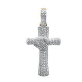 <span>DIAMOND CLOSEOUT! </span> .66ct G SI 10K Yellow Gold Diamond Hip Hop Micro Pave Cross Charm Pendant