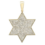 Yellow Gold Diamond pendant - DIAMOND CLOSEOUT! .78ct G SI 10K Yellow Gold Diamond Micro Pave Iced Out Star Ch