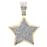 <span>¡LIQUIDACIÓN DE DIAMANTES! </span> Colgante de oro amarillo de 10K con diamante micro pavé de .53ct G SI, diseño de estrella de hip hop
