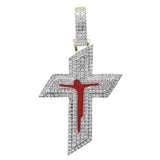 <span>DIAMOND CLOSEOUT! </span> .54ct G SI 10K Yellow Gold Diamond Micro Pave Iced Out Cross Charm Pendant