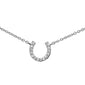 .05CT G SI 14K White Gold Diamond Horse Shoe Good Luck Pendant Necklace 16" + 2" Ext