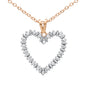 .10ct G SI 10k Rose Gold Diamond Heart Diamond Pendant Necklace 18"