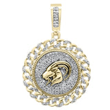 <span>DIAMOND CLOSEOUT! </span> 1.35CT G SI 10KT Yellow Gold Diamond Iced Out Micro Pave Ram Head Charm Pendant