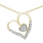 .11CT G SI 10KT Yellow Gold Diamond Trendy Heart Pendant Necklace 18"