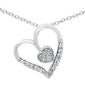 .11CT G SI 10KT White Gold Diamond Trendy Heart Pendant Necklace 18"