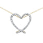 .23CT G SI 10KT Yellow Gold Diamond Trendy Drop Dangle Heart Pendant Necklace 18"